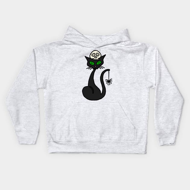 Black Cat Cartoon Kids Hoodie by ElviraDraat